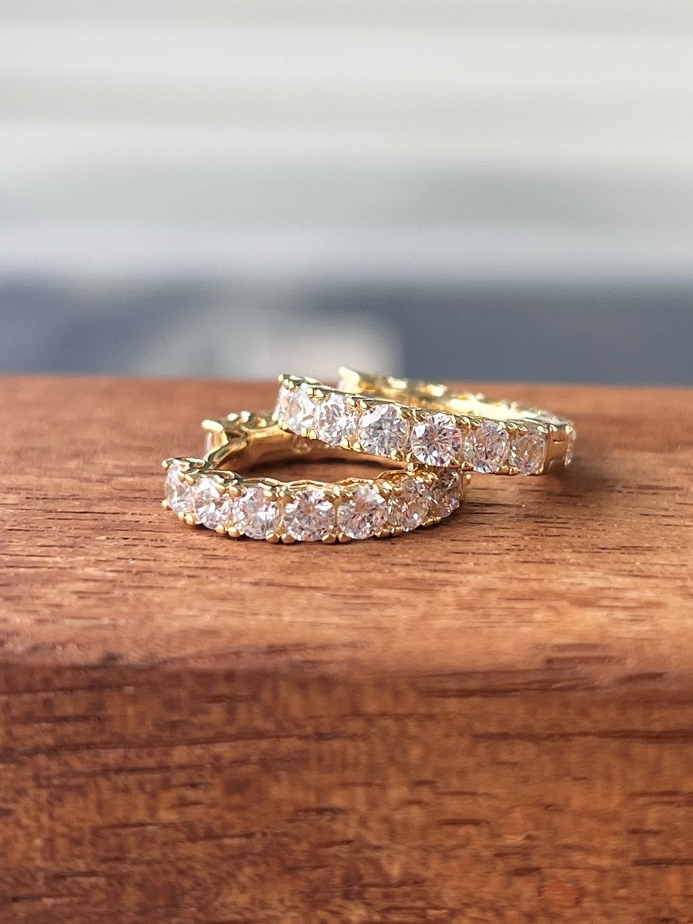 Gold Plated Cubic Zirconia Huggie Hoop Earrings